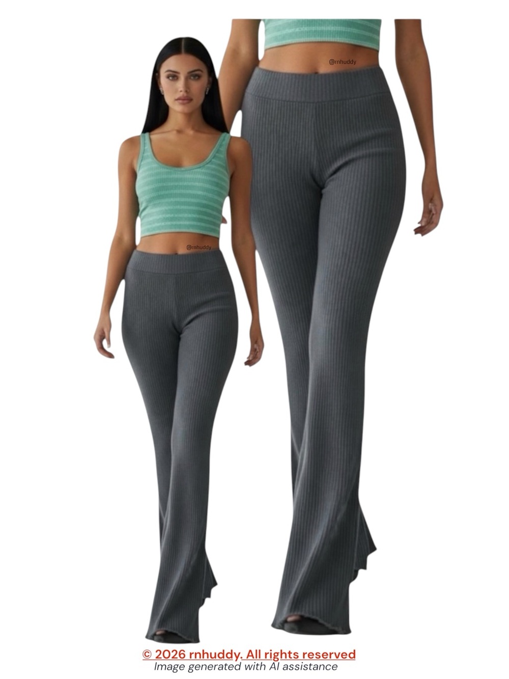 NWT Garage L rib flared sweater iron grey pants